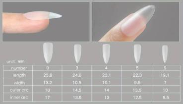 Press-On Tips "Almond" matt size L 100 pcs. Karl Diamond