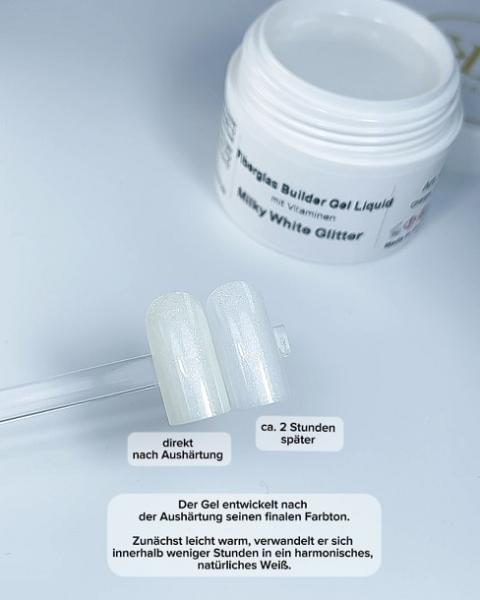 Fiberglas Builder Liquid Gel Milky White Glitter Karl Diamant 15 ml