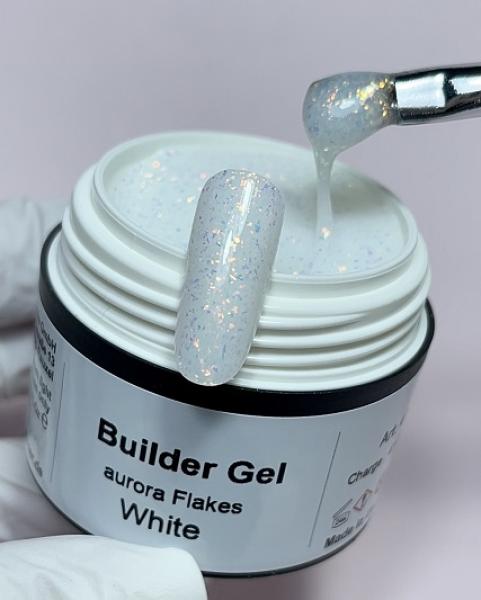 Builder Gel White Aurora Flakes Karl Diamant 15 ml